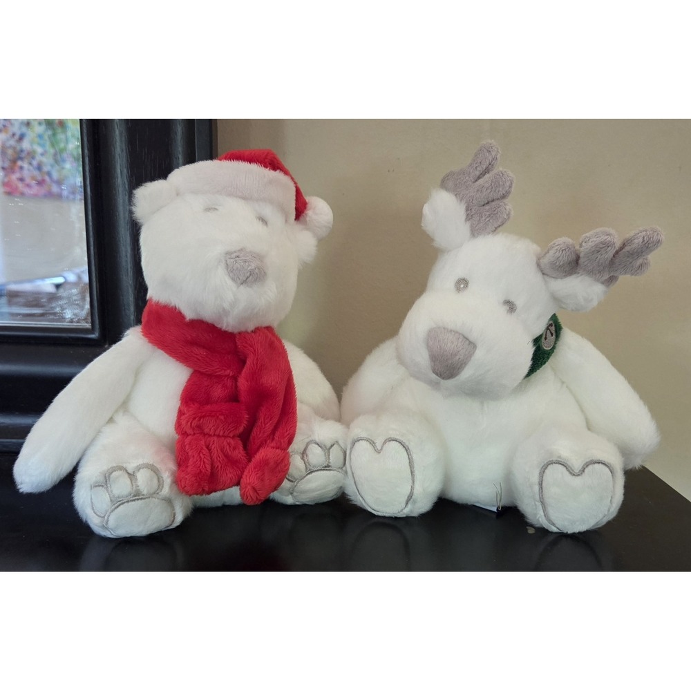 Bath & Body Works Christmas Plush Set Polar Bear Reindeer Stuffed Animals
